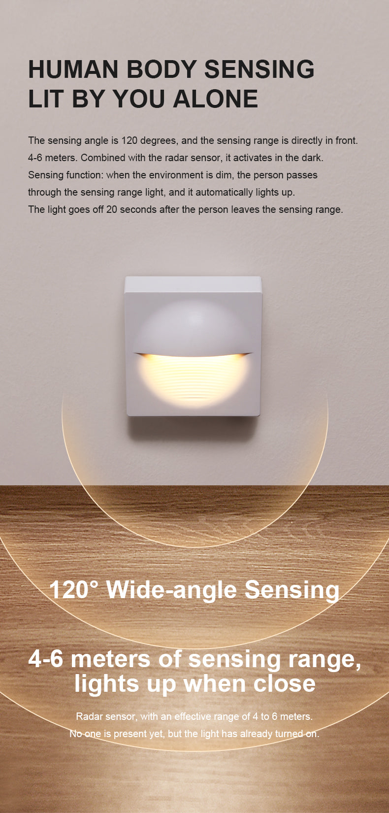 Market-Validated | Square Radar Motion Sensor Night Light | 3000K Warm White & Eye-Caring | Rechargeable, 3 Modes | B2B Wholesale